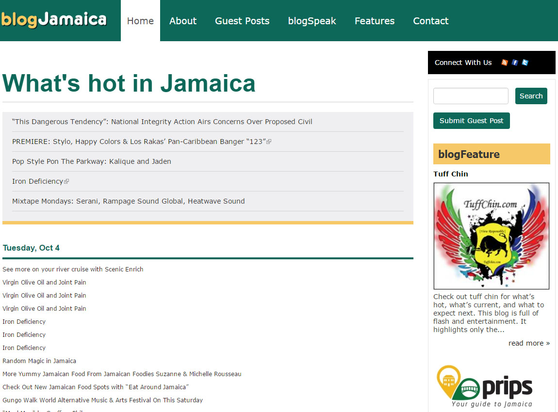 Blog Jamaica website